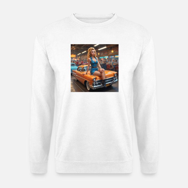 Pinup Car Diner - Unisex Pullover - Weiß