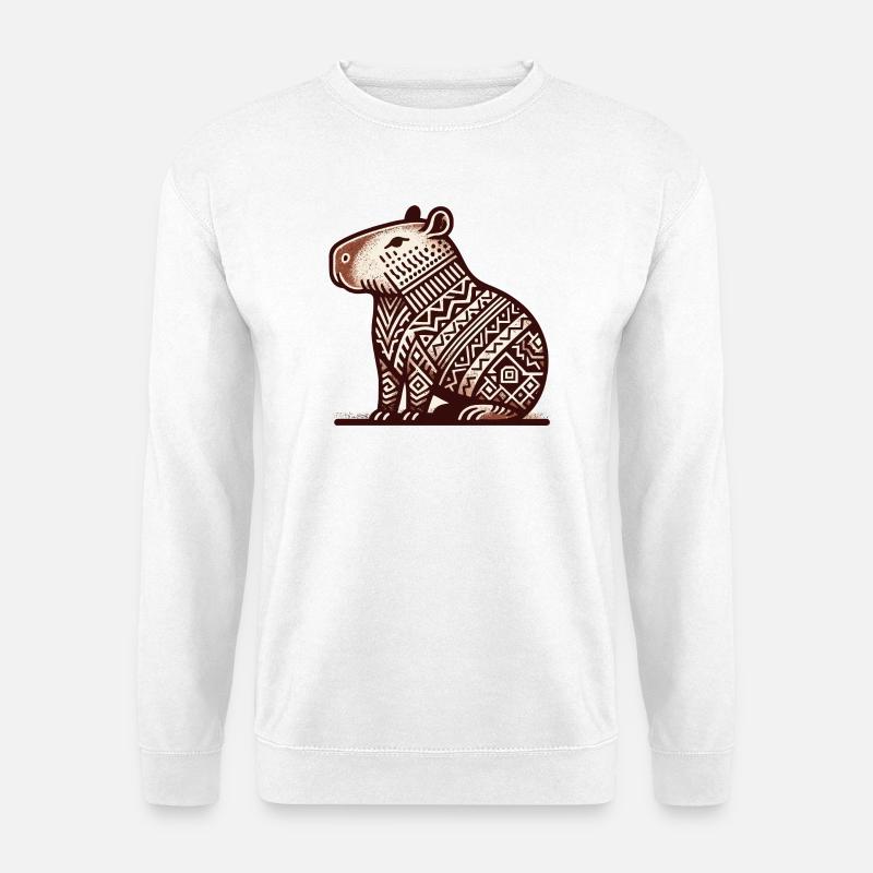 Sitzendes Wasserschwein im südamerikanischen Stil - Unisex Pullover - Weiß
