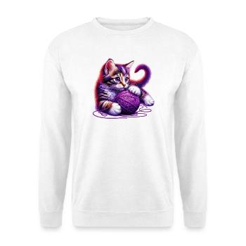 Cat plays with a ball of yarn - Unisex Sweatshirt - white - Front