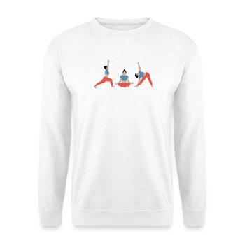 Power-Yoga im Fitnessstudio orange blau - Unisex Pullover - Weiß - Vorne - Alina (178cm) & Michal (187cm)