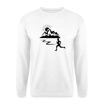Läufer Mann mit Bergen - Unisex Pullover - Weiß - Vorne