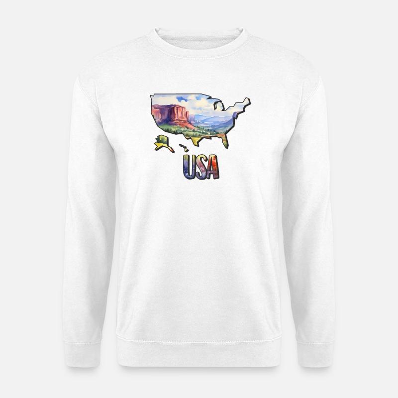 Aquarell Landkarte USA - Unisex Pullover - Weiß