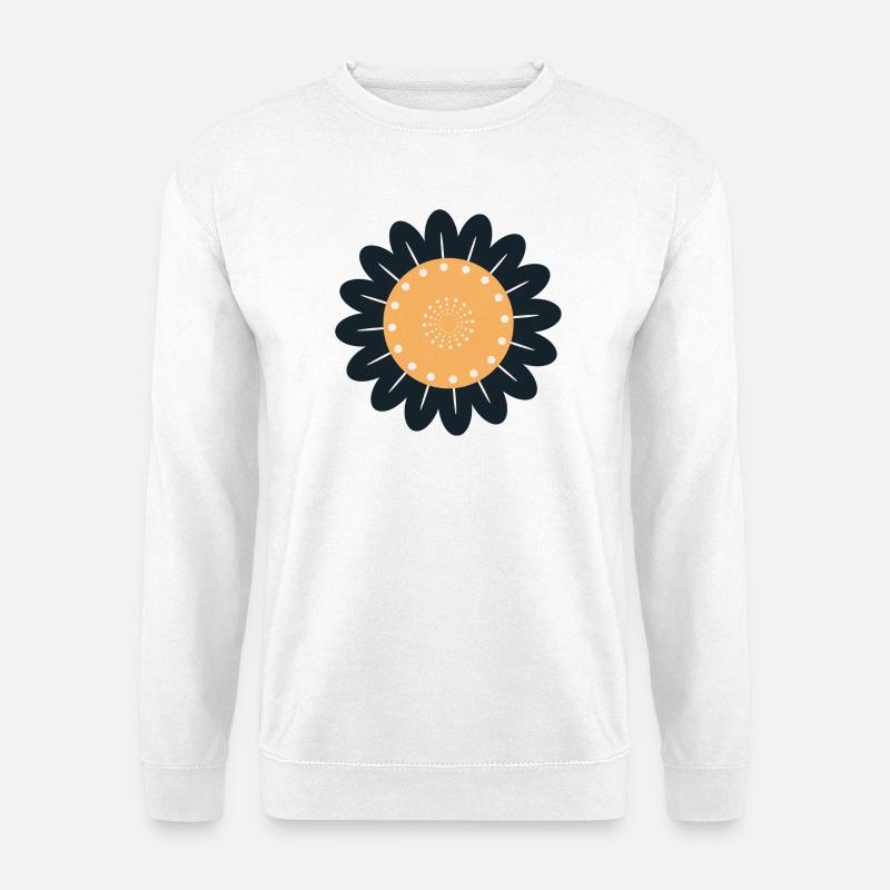 Schwarze & orangefarbene Blume - Unisex Pullover - Weiß