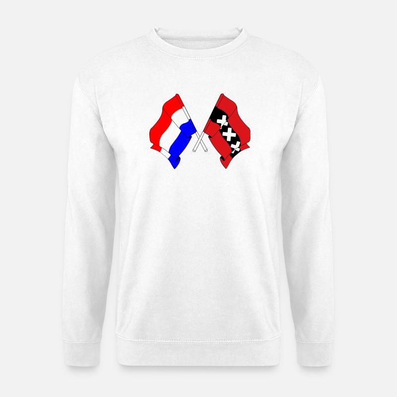 Flagge Niederlande, Amsterdam gekreuzt - Unisex Pullover - Weiß