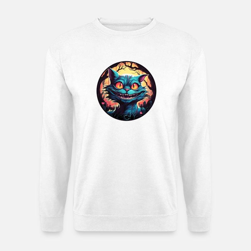 Grinsekatze Alice im Wunderland Kreis - Unisex Pullover - Weiß