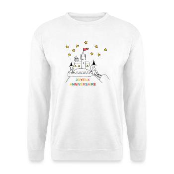 ANNIVERSAIRE. HAPPY BIRTHDAY. JOYEUX ANNIVERSAIRE. - Sweat-shirt Unisexe - blanc - Devant