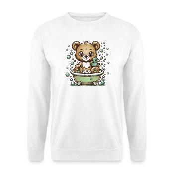 Cute cartoon bear in the bathtub - Unisex Sweatshirt - white - Front
