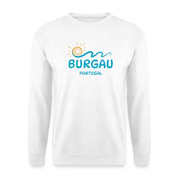 Burgau Portugal - Lebendiges Küstenwellen-Design - Unisex Pullover - Weiß - Vorne