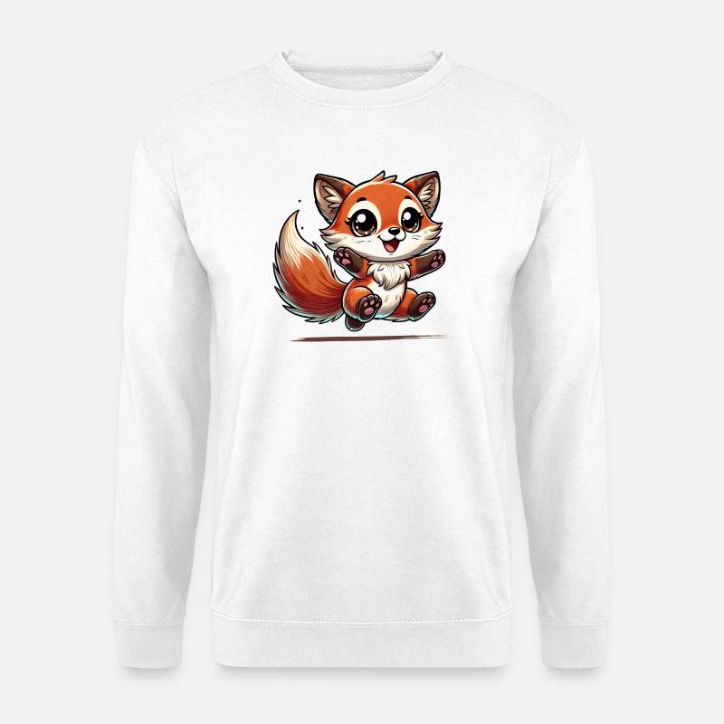 Cheerful cartoon fox jumping happily - Unisex Sweatshirt - white