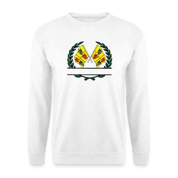 Drapeaux du Hainaut en bannière de couronne de laurier - Sweat-shirt Unisexe - blanc - Devant