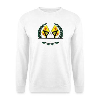 Flaggen Wallonisch-Brabant im Lorbeerkranz-Banner - Unisex Pullover - Weiß - Vorne