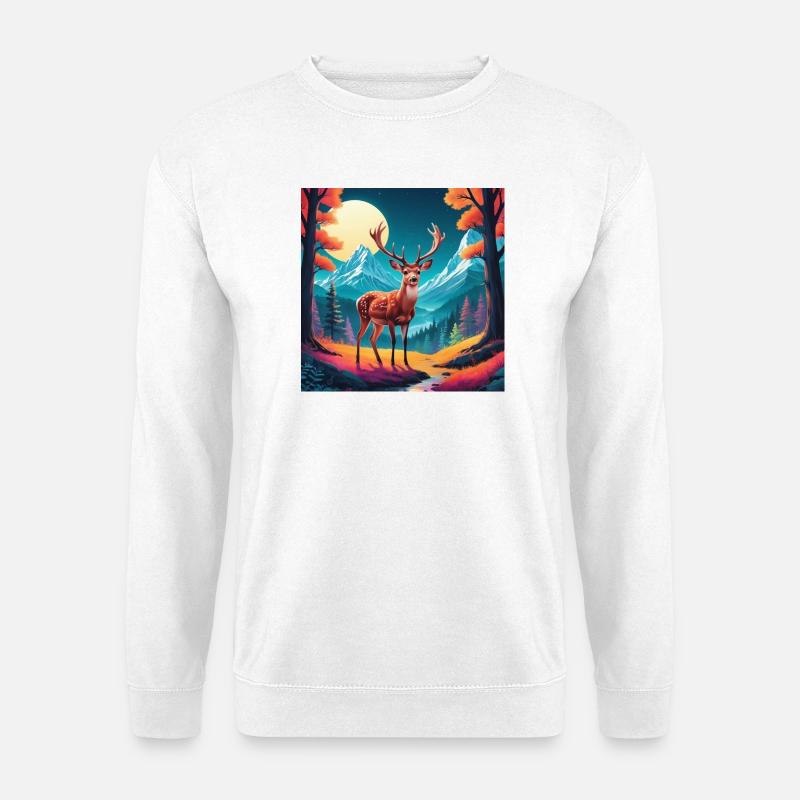 Hirsch auf Lichtung - Unisex Pullover - Weiß