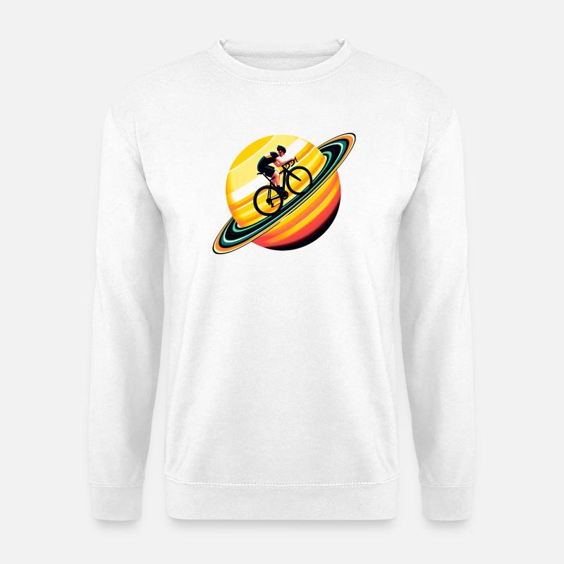 Radfahrer auf dem Saturn - Unisex Pullover - Weiß