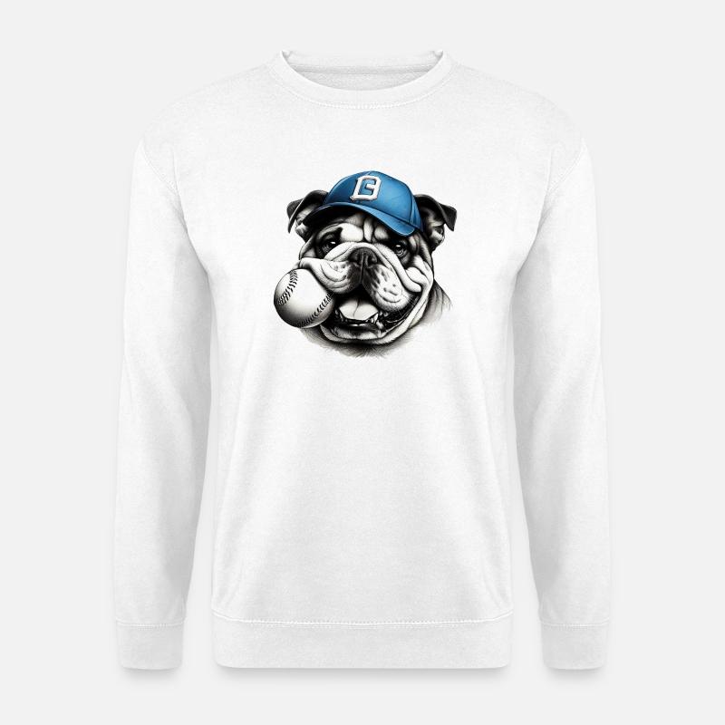 Englische Bulldogge Baseballhund - Unisex Pullover - Weiß