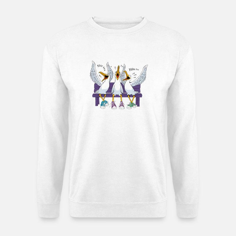 Möwen auf Strandbank - Unisex Pullover - Weiß
