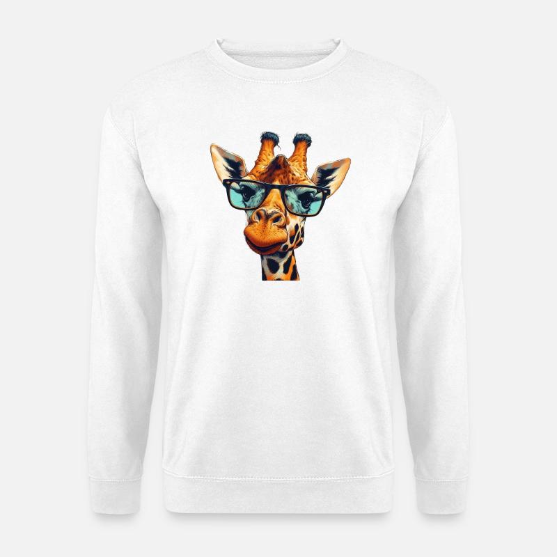 Giraffe mit Brille - Unisex Pullover - Weiß