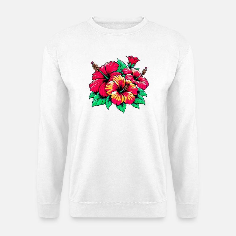 Hibiskusblüten - Unisex Pullover - Weiß