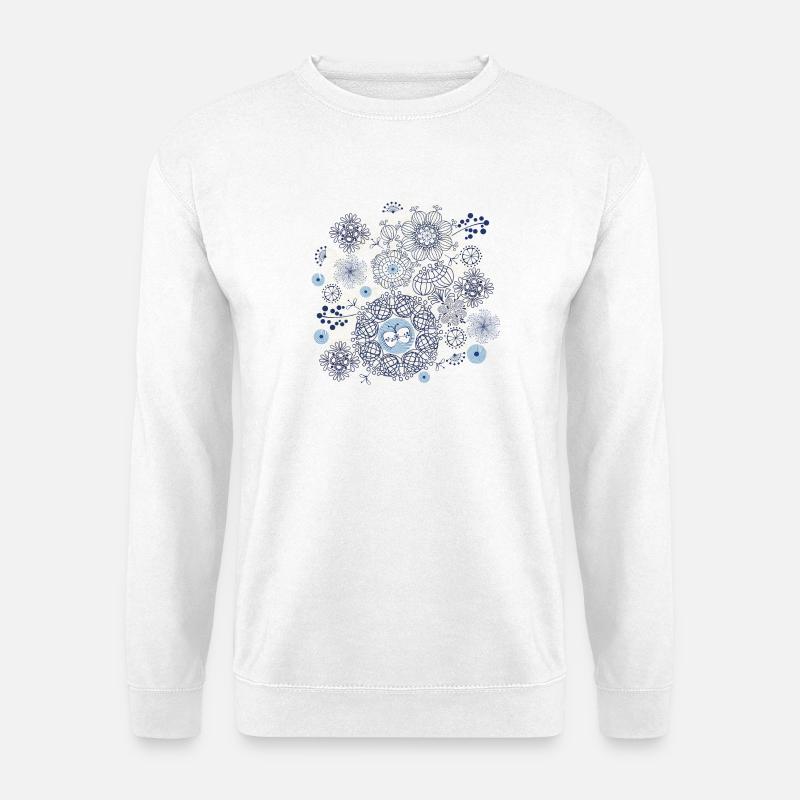Abstraktes Feuerwerksmuster in Blau und Gold - Unisex Pullover - Weiß