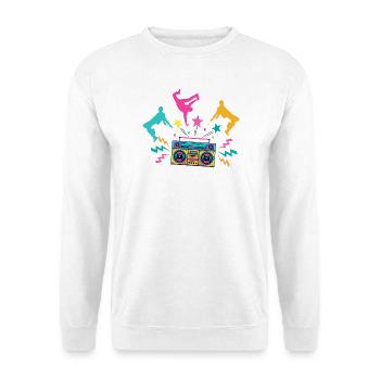 Ghettoblaster Neon tanzende Silhouetten - Unisex Pullover - Weiß - Vorne