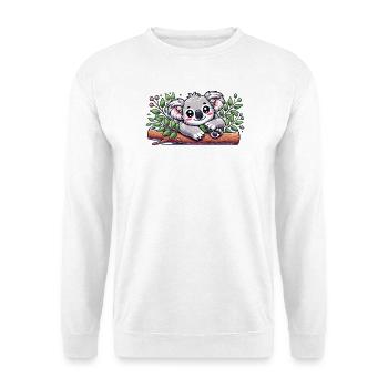 The cute koala bear on a eucalyptus branch - Unisex Sweatshirt - white - Front