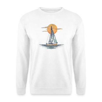 Segelboot Skizze - Unisex Pullover - Weiß - Vorne