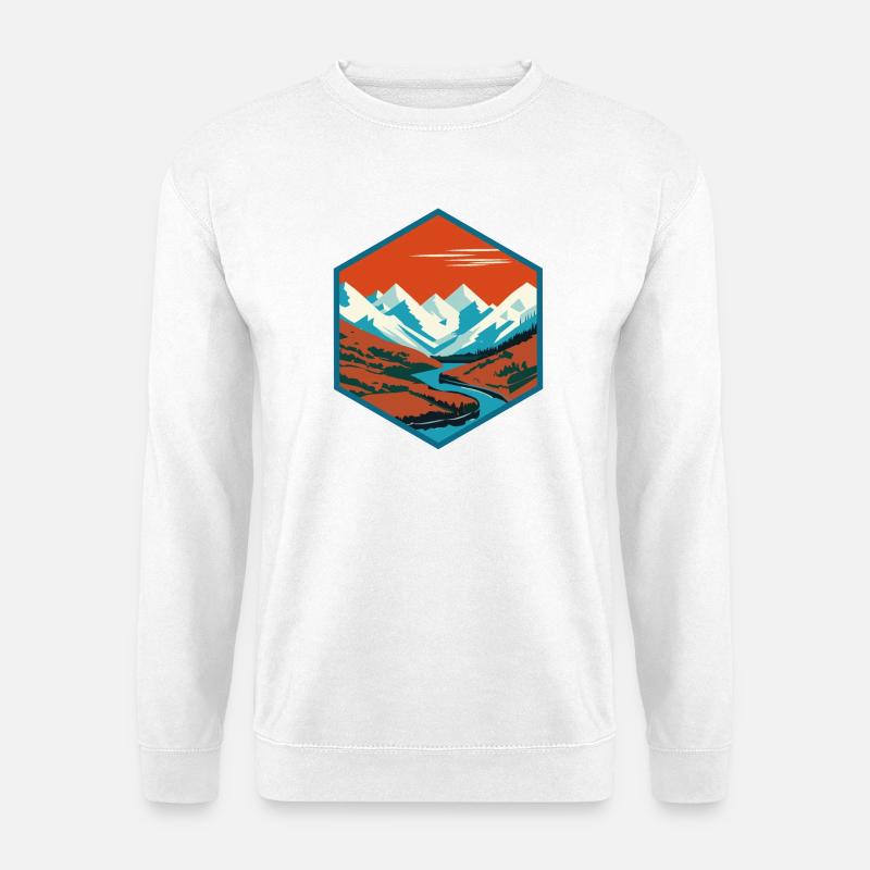 Sonnenuntergang in den Bergen - Unisex Pullover - Weiß