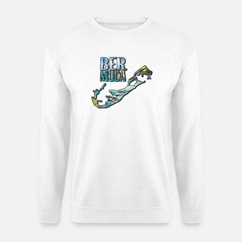 Aquarell Landkarte Bermuda - Unisex Pullover - Weiß