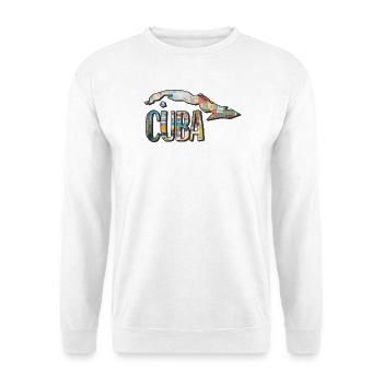 Aquarell Landkarte Kuba - Unisex Pullover - Weiß - Vorne