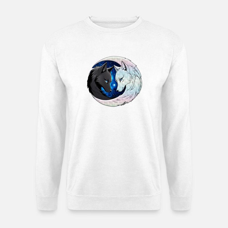 Two majestic wolf heads - Unisex Sweatshirt - white