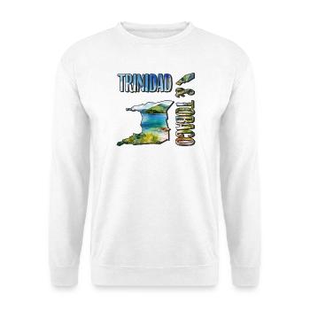 Aquarell Landkarte Trinidad und Tobago - Unisex Pullover - Weiß - Vorne