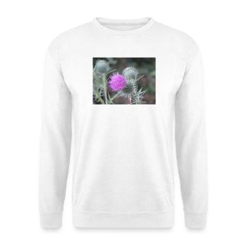 Violetten Distelblüten-Muster - Unisex Pullover - Weiß - Vorne