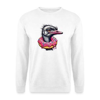 drôle de festin pour les yeux - Oiseau autruche avec beignet - Sweat-shirt Unisexe - blanc - Devant