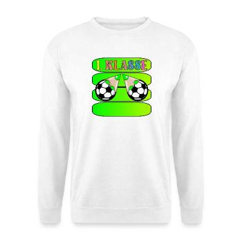 1. Klasse Schulanfang Fußball - Unisex Pullover - Weiß - Vorne