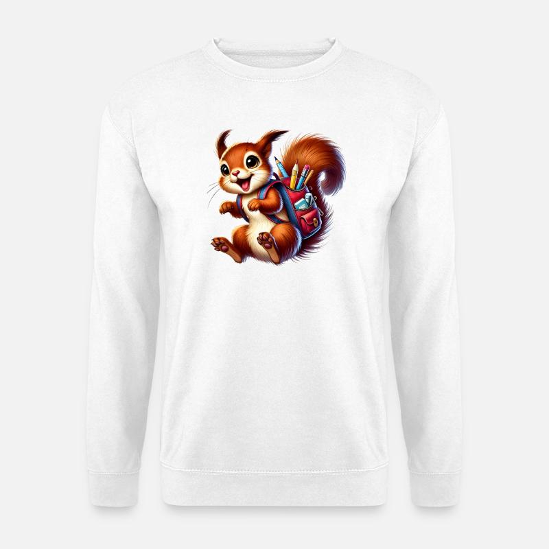 Schulstart mit Spaß:Eichhörnchen für Schulanfänger - Unisex Pullover - Weiß
