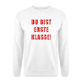 SCHULANFANG DU BIST ERSTE KLASSE - Unisex Pullover - Weiß - Vorne - Alina (178cm) & Michal (187cm)