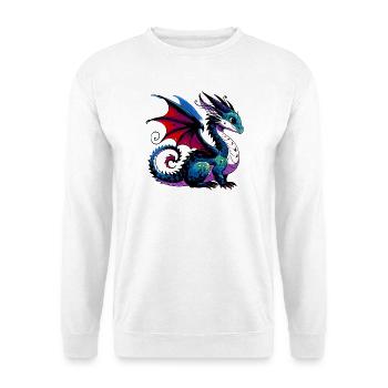 Drache - Unisex Pullover - Weiß - Vorne - Alina (178cm) & Michal (187cm)