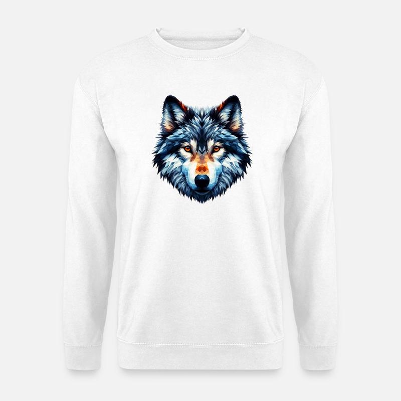 Polygonaler Wolf - Unisex Pullover - Weiß