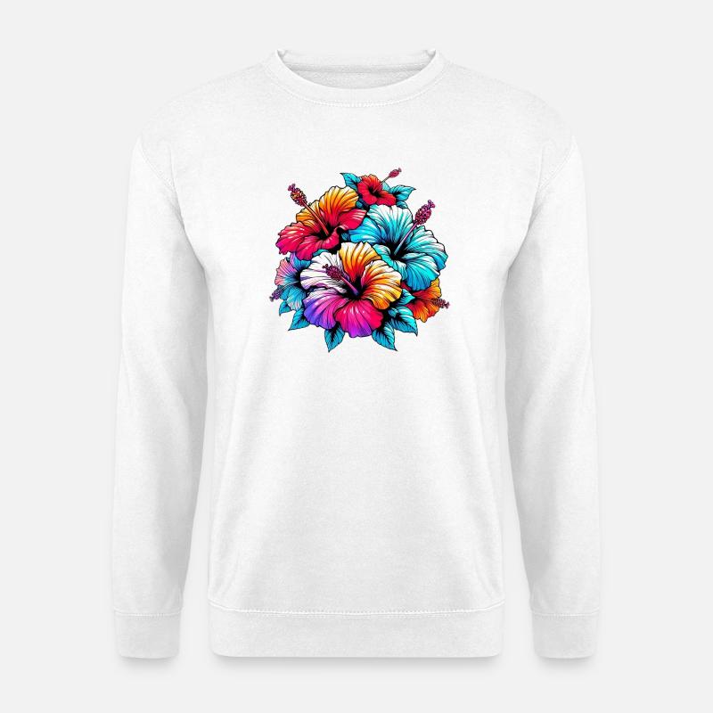 Hibiskusblüten - Unisex Pullover - Weiß