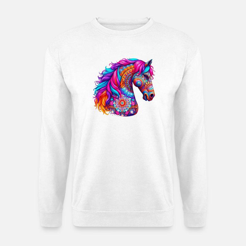 Cheval Mandala Dessin Inde Inde - Sweat-shirt Unisexe - blanc