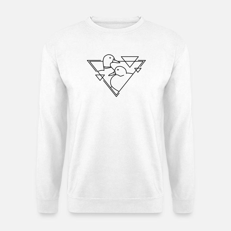 Zwei Enten in geometrischem Design - Unisex Pullover - Weiß