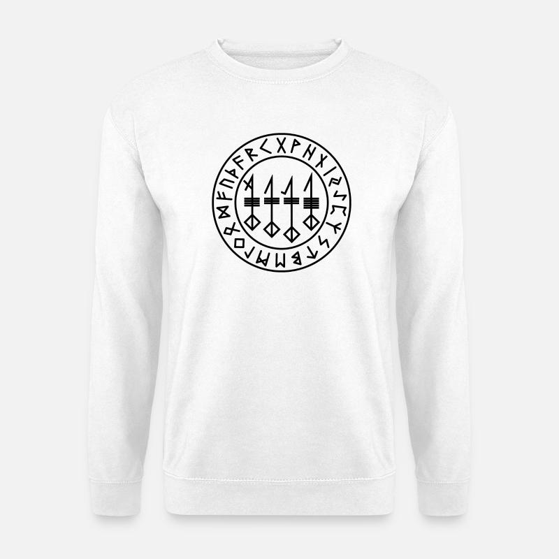 Svefnthorn-Kreisrunen in schwarzer Farbe - Unisex Pullover - Weiß