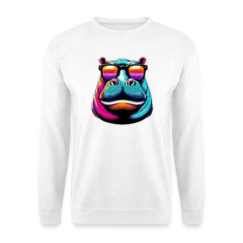 Hippopotamus with Sunglasses - Unisex Sweatshirt - white - Front