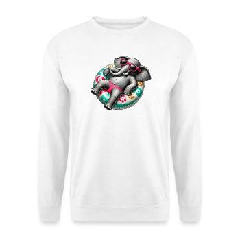 Ein relaxter Elefant auf einem Schwimmreifen - Unisex Pullover - Weiß - Vorne