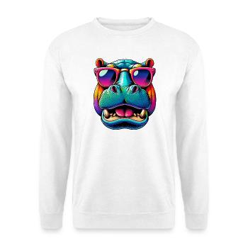 Hippopotamus with Sunglasses - Unisex Sweatshirt - white - Front
