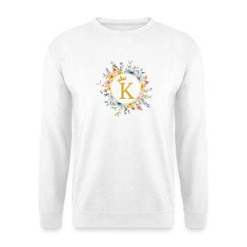 K Monogram, Flower Circle, Personalizable - Unisex Sweatshirt - white - Front