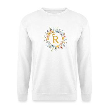 R Monogram, Flower Circle, Personalizable - Unisex Sweatshirt - white - Front