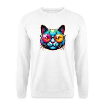 Kater mit Sonnenbrille - Unisex Pullover - Weiß - Vorne