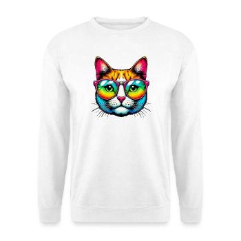 Kater mit Sonnenbrille - Unisex Pullover - Weiß - Vorne