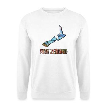 Aquarell Landkarte Neuseeland - Unisex Pullover - Weiß - Vorne