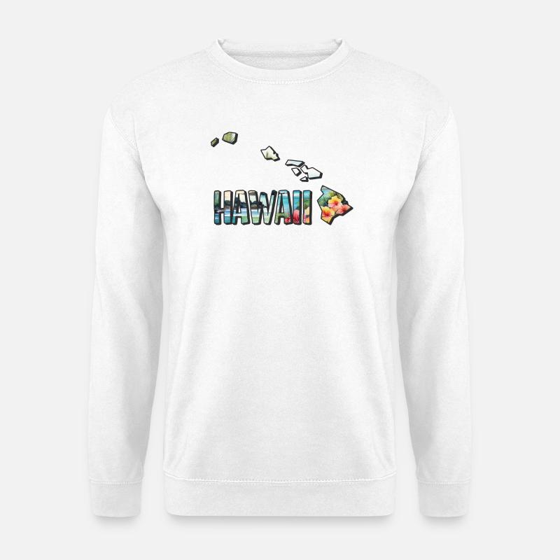 Aquarell Landkarte Hawaii - Unisex Pullover - Weiß